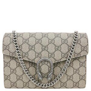 Gucci  Dionysus GG Supreme Canvas Chain Wallet Crossbody Bag Beige 401231